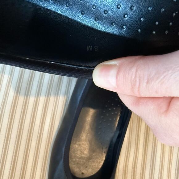 Vaneli Black Leather Ballet Flats with Pearls - Picture 5 of 6